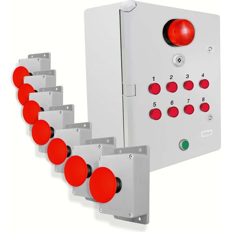 Système identification alerte sans-fil 900m - 7 boutons coup de poing / Sirène / Flash / LEDs / Bouton d'arrêt (DA600+) (1/5)