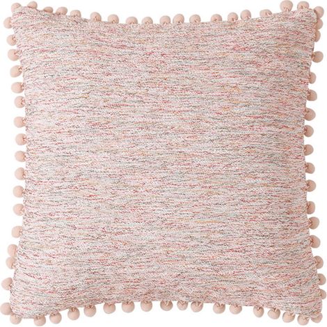 Coussin rose en tweed avec ponpons 45x45 cm popine 200002149 200002149 200002149 (1/3)