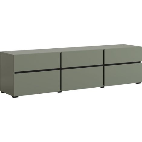 Mueble TV Alfere 102, Verde, Número de puertas: 3, Número de cajones: 3, 180x48x40cm (1/5)