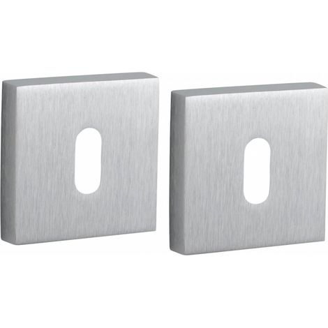 Coppia di rosette quadrate 50 x 50 mm con foro chiave, cromo satinato – THIRARD