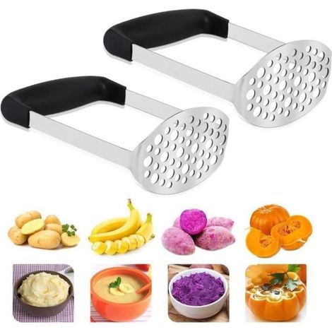 Presse purée manuelle - Inox - 2 pièces - Poignée large - Facile à nettoyer - Idéal pour bébé (1/4)