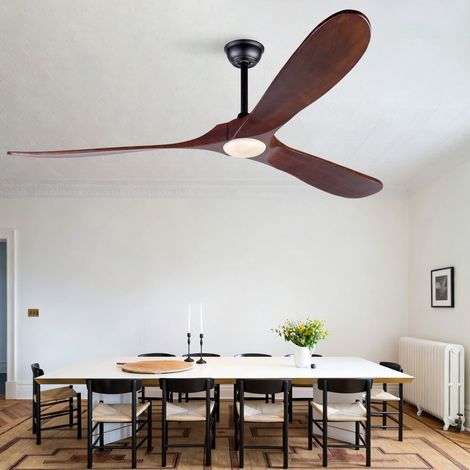 Ventilador de techo con luz 70 pulgadas, 3 aspas de madera, LED regulable, mando OKMYHOME (1/5)