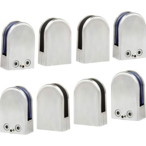 8 PCS (10-12mm) Pince à Verre Porte-Verre En Acier Inoxydable 304 Support de Serrage Clamp Clip Plat Main Courante Fenêtre Balustrade Réglable Escalier Salle de Bains (1/5)