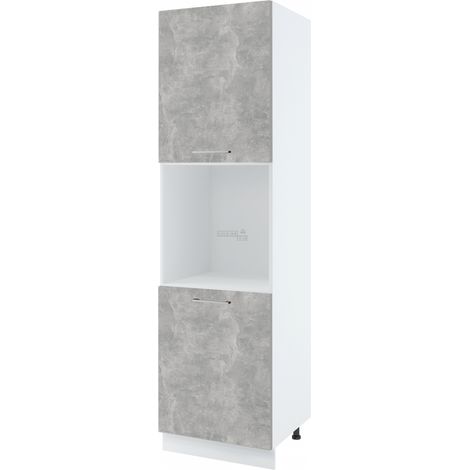 Colonne de cuisine pour four encastrable Bellissi Beton Naturel 2 portes L 60 cm -  Porte avec poignée apparente  Grey