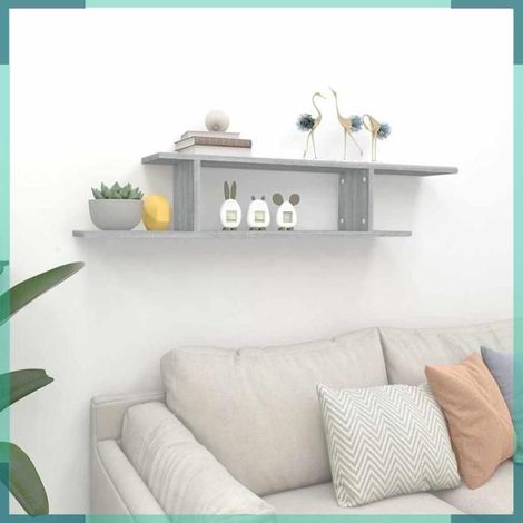 815877 étagère TV murale Sonoma gris 125x18x23 cm Bois d'ingénierie (1/5)