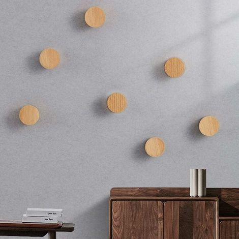 Crochet mural en bois massif – Lot de 5 – Huile de cire écologique – Capacité 15 kg – Pour vêtements et accessoires (1/5)