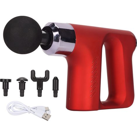 Mini masseur musculaire à percussion, portable rouge, appareil de relaxation fitness électrique à fréquence variable, thérapie musculaire (1/5)