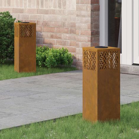 vidaXL  Solar LED Pathway Light  2 pcs Bronze Weathering Steel