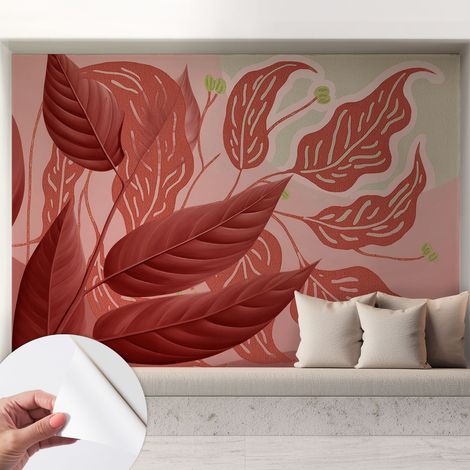 Papier peint autocollant adhésif avec imprimé installation simple qualité excellente sans désordre Feuilles organiques 208x146 cm (1/5)