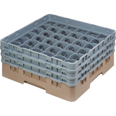 Casier à verres 36 compartiments Camrack beige hauteur max 174mm - 500 x 500 x 225 mm - CAMBRO