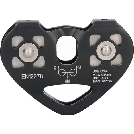 Bardusch-Poulie d'escalade extérieure en aluminium aéronautique à double arbre, noire (1/5)