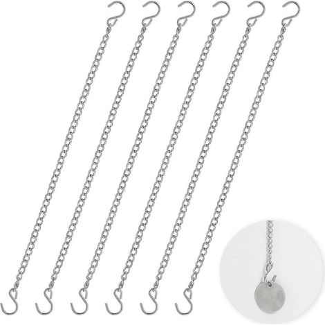 Lot de 6 chaînes de suspension pour vitraux, 50 cm (20 pouces), avec crochets, pour tableaux, décoration extérieure (murs, jardins et cuisines). (1/4)