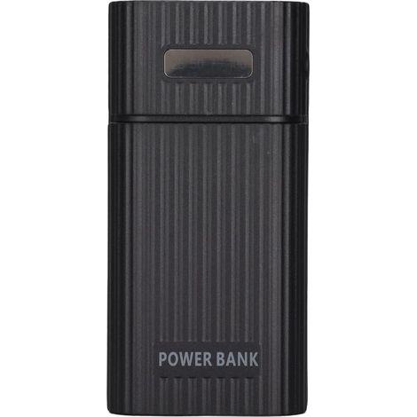H02 - Custodia per 2 batterie 21700 con 3 porte USB - Kit power bank fai-da-te per smartphone, caricabatterie portatile, nero (1/5)