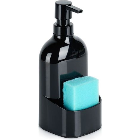 Distributeur de liquide vaisselle avec porte eponge noir 500 ml (1/5)