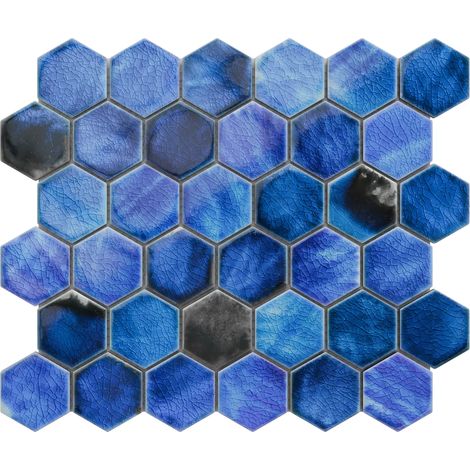 Mosaik auf Netz für Bad und Küche aus Keramik 31,2 x 27 cm- MIXED OCEAN HIVE (1/5)