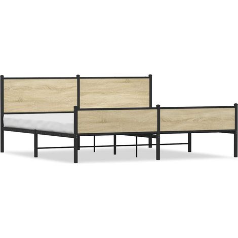 Maison Exclusive - Metallbett ohne Matratze Sonoma-Eiche 200x200