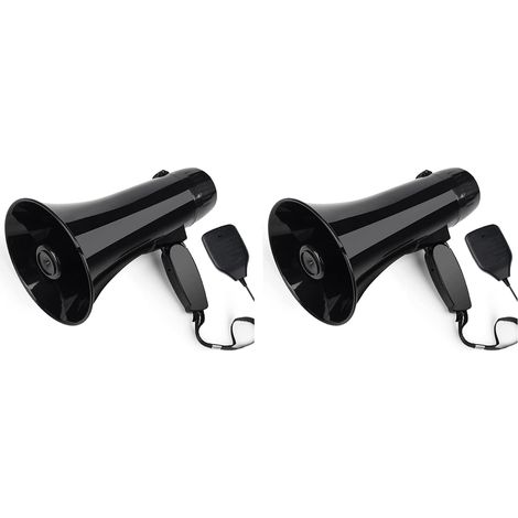 2X Haut-Parleur MéGaphone Portable 35 w avec Microphone Portable Amovible, SirèNe IntéGréE (Noir) (1/5)