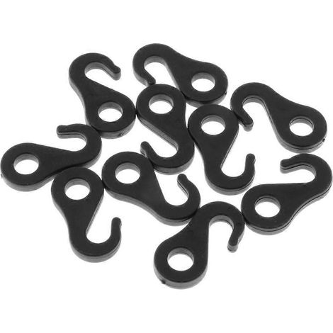 Lot de 10 crochets intérieurs de tente en plastique noir et blanc (type S) pour la réparation d'auvents et de rideaux, la couture et les activités de plein air comme le camping et la randonnée. Access