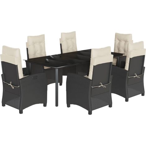 Maison Exclusive - 7-tlg. Garten-Essgruppe mit Kissen Schwarz Pol