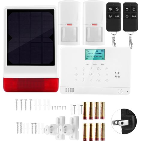 Alarme intrusion maison acousto-optique 2 infrarouges 03D kit 2 télécommandes sirène 110-240V (prise US) (1/5)