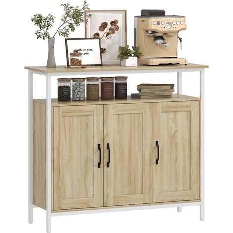 Buffet 3 Portes, Compartiment Ouvert, 100 x 35 x 88 cm, Bois Naturel (1/5)