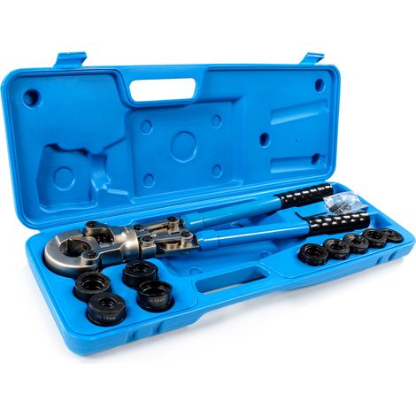 Arcanaute – Coffret pince à sertir PER multicouche – Matrices H Ø 12-26 mm et TH Ø 16-32 mm – Tête pivotante – Longueur bras 580-950mm