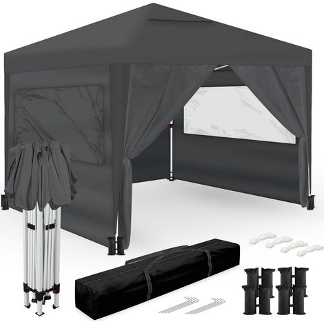 Wasabi - Carpa Plegable 3x3m Gris Oscuro – 4 Paredes Laterales