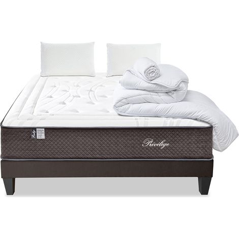 Pack Privilège 140x200 cm Matelas Ressorts + Sommier Bois + Accessoires (1/5)