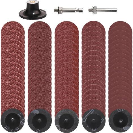 103 50-mm-Schnellwechselscheiben, 1/4"-Scheibenhalter, Schleifscheiben für Oberflächenvorbereitung, Polieren, Entgraten und Rostschutzlackierung – Körnung 36/60/80/120/180 (1/5)