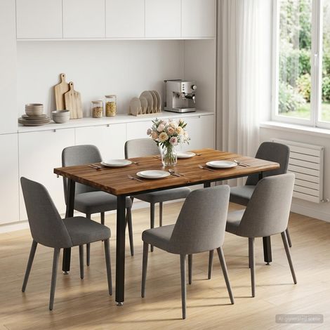 vidaXL 140 x 80 x 75 cm Bois d'Acacia Massif Naturel et noir (1/5)