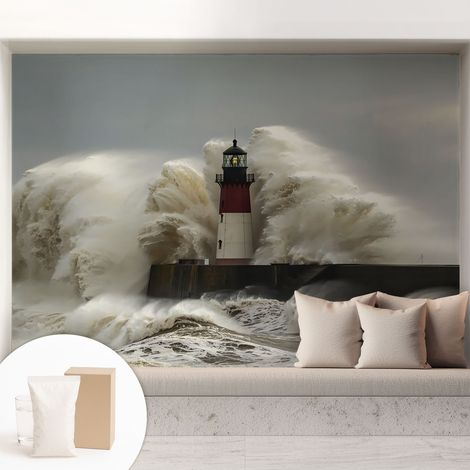 Papier peint décoratif avec colle pour salon, chambre à coucher et bureau – Design moderne et facile à poser Vagues marines 208x146 cm (1/5)