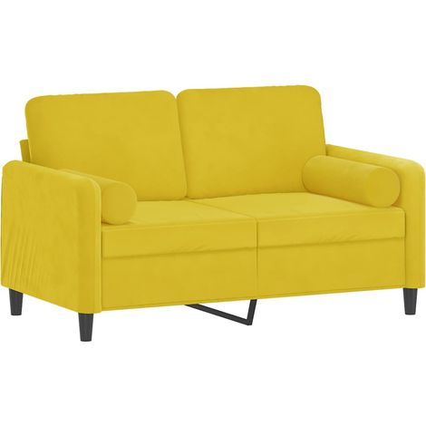 2-Sitzer-Sofa mit Zierkissen Gelb 120 cm Samt vidaXL (1/4)