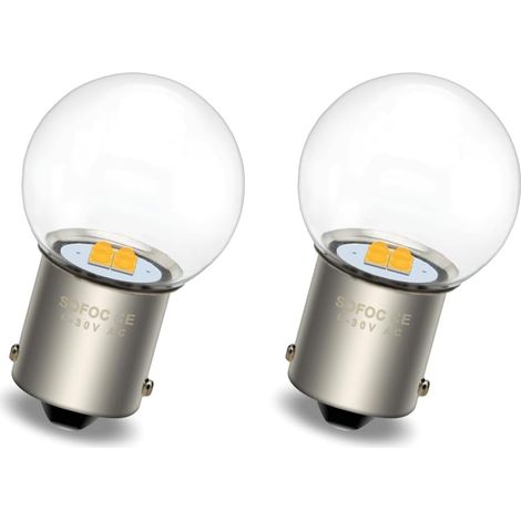 P21W 1156 BA15S G25 Warm White LED Reverse Light Bulb 6V 12V 24V Compatible with 6-30V AC/DC 4SMD Interior Light Fog Lights DRL 2pcs (1/5)