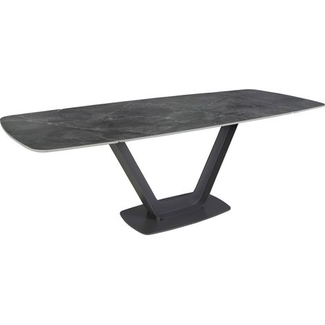 Table extensible Angel Cerda ovale en marbre noir - Noir marbré avec veines grises finition mate (1/5)