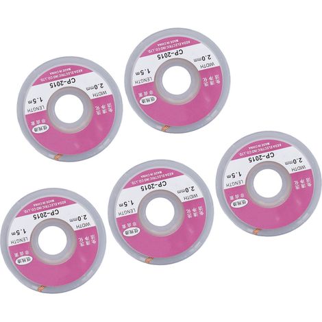 Mèches à souder à l'étain (lot de 5) : faible résidu, absorption rapide, excellente réponse thermique, pour circuits imprimés. (1/5)
