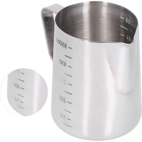Verseuse à lait en acier inoxydable, bec verseur, graduée 550ML, pour cappuccino, café latte art et mousse de lait (1/5)
