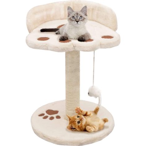 vidaXL Arbre à chat avec griffoir en sisal 40 cm Beige et Marron (1/5)