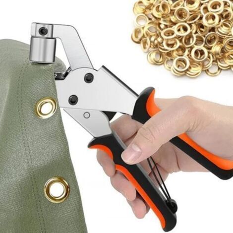 Pince à œillets avec 300 Pièces (Ø intérieur 10 mm) œillets en Métal,Ensemble Professionnel de Perforateur d'œillets pour Cuir Tissu Bâche Rideau PVC (1/5)