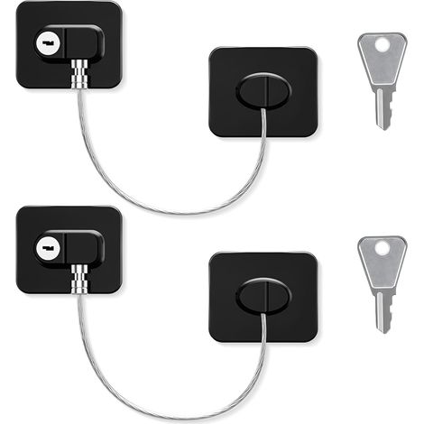 Serrures De RéFrigérateur Avec Clés,Loquet De Frigo Auto-Adhésif,Serrure De Fenêtre, Serrure De Sécurité Pour Enfants, Pour Armoire, Tiroir, Four ( Verrous Noirs) (1/5)
