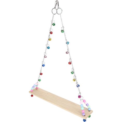 Perchoir suspendu en bois avec clochettes pour perroquets moyens et grands (1/5)