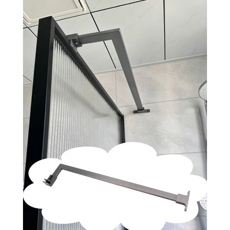 Barre de fixation en verre forme L pour paroi douche à 90° (1/5)