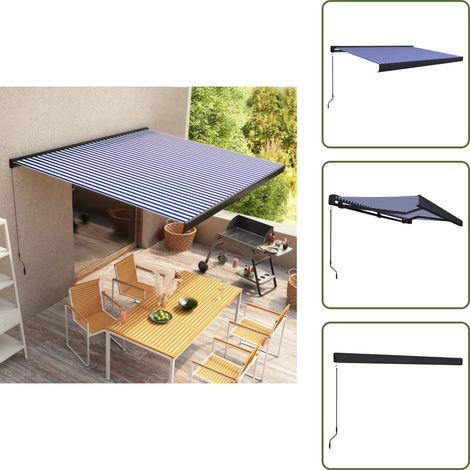 Patio - vidaXL Tenda a Cassonetto Manuale 350x250 cm Blu e Bianca - Giardino