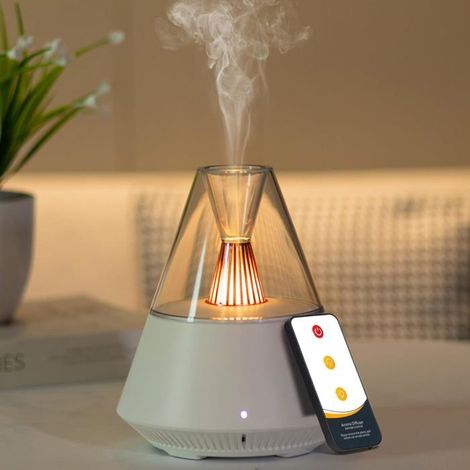 Ecleanfy - Diffuseur d'huiles essentielles, diffuseur ultrasonique, avec télécommande, 7 effets lumineux de couleur, veilleuse, 150 ml, noir. (1/5)