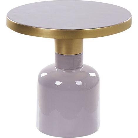Mesa auxiliar de centro moderna glamour metal hierro acabado brillante esmaltado tablero redondo de latón violeta Lomita (1/5)