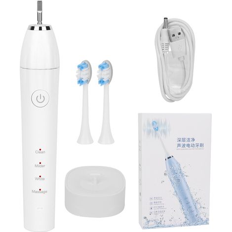 Brosse à dents électrique adulte rechargeable USB, étanche IPX7, haute fréquence, blanche, blancheur et soin bucco-dentaire. (1/5)