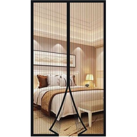 Moustiquaire Porte Fenetre Aimantée Magnetique, Rideaux Anti Mouches pour Porte, Rideaux Toile Insect Ecran, Moustiquaire Baie Vitree Coulissante, Magnétique Moustique Sans Perçage (120 x 210cm, noir) (1/4)