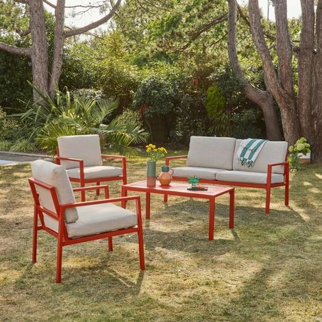 Salon de jardin aluminium 4 places - Onara Terracotta / Beige (1/5)