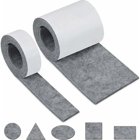 Feutrine Autocollante Meuble, Feutrine Adhesive 2 Rouleaux(100×10cm+100×2cm)Découpe Libre de Toute Taille ou Forme Feutre Patin Antiderapant pour Protection Pied de Table Chaise Canape (1/5)