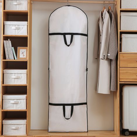Housse de vêtement suspendue, housse de robe de mariée pliable 180x60 cm, housse de vêtement longue résistante à la poussière et à l'humidité, housse de garde-robe, adaptée aux costumes, vestes, robes (1/4)