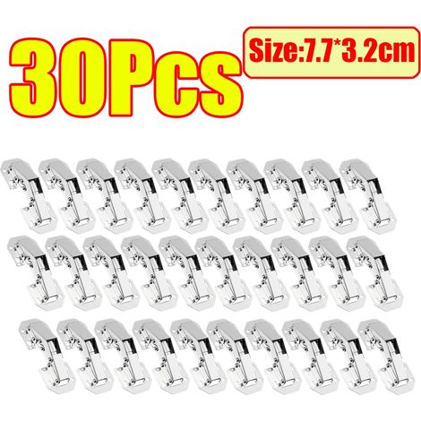 (30 pièces) Charnières de placard en acier inoxydable sans perçage, charnières amortisseurs invisibles pour portes de placard, charnières à montage affleurant (1/5)